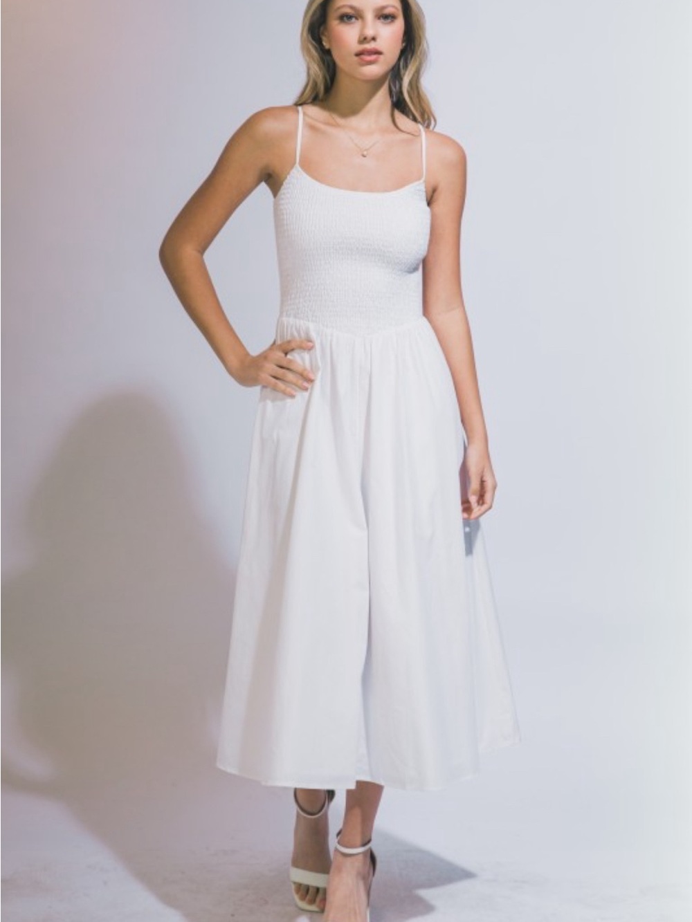 HYFVE White Smocked Bodice Maxi Dress
